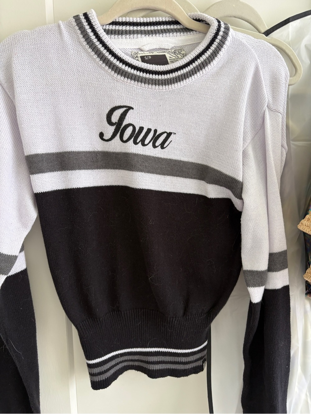 Source Unknown Iowa Black and White Striped Sweater Jersey